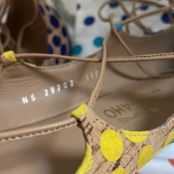 Salvatore Ferragamo Colorful Spotted Cork Lace-up Flats 🔴🟠🟡🟢🔵🟣 - Picture 8 of 17